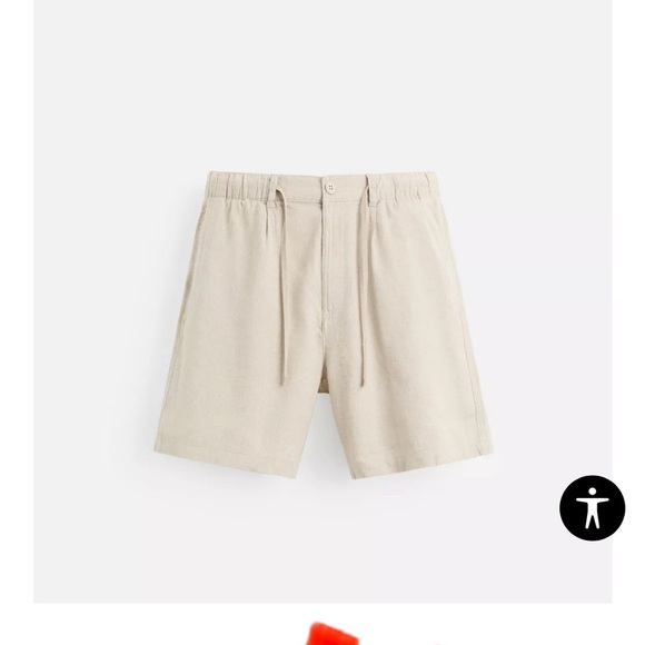 Zara Men's Cream Flat Front Shorts - Picture 2 of 13
